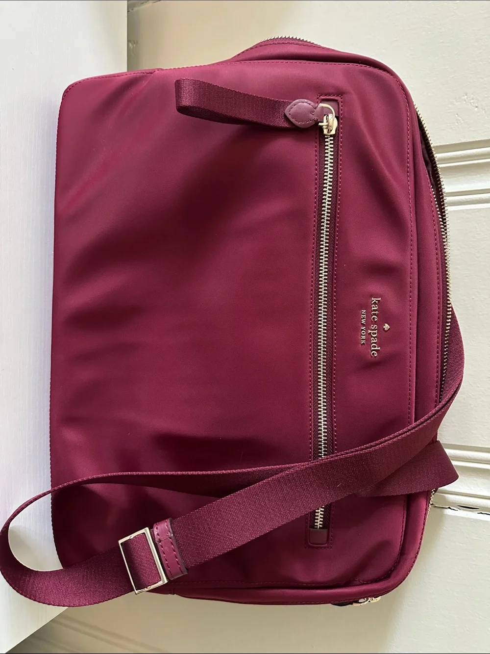 Kate Spade Chelsea Nylon Laptop Sleeve w/ Strap (No. WKR00577) Pomegranate
